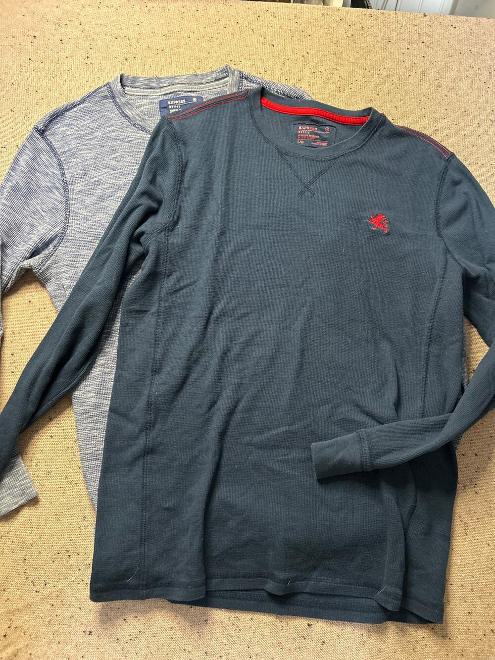 Express Men's Lot Thermal Long Sleeve Tshirts Large Blue Waffle Indi Grunge Y2k